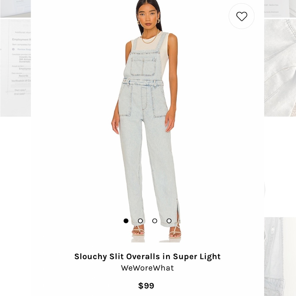 WEWOREWHAT Slouchy Indigo Comfort Slit Overalls